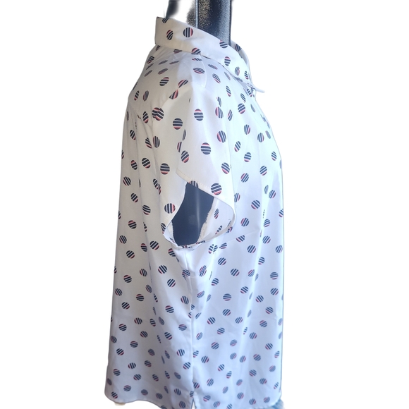 Claire France White Circle Patterned Short Sleeve Blouse 18 - Picture 3 of 6